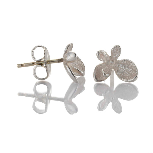 Petite Silver Hydrangea Stud Earrings