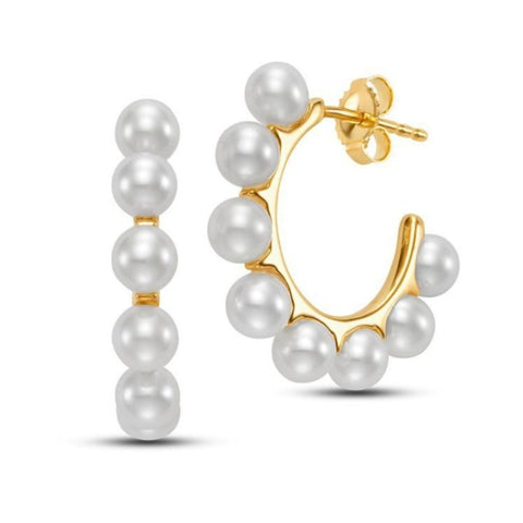 Small Decorative Pearl Hoop Earring