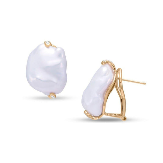 Baroque Pearl & Diamond Earrings