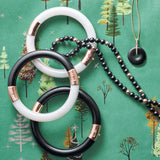 Pacific Bangle in Black & White Jade