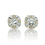 Gump's Signature Aquamarine and Diamond Quadrille Stud Earrings