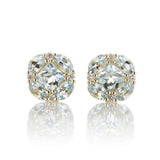 Gump's Signature Quadrille Stud Earrings in Aquamarines & Diamonds