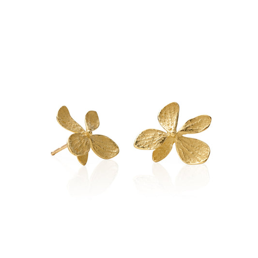 John Iversen Gold Single Hydrangea Earrings