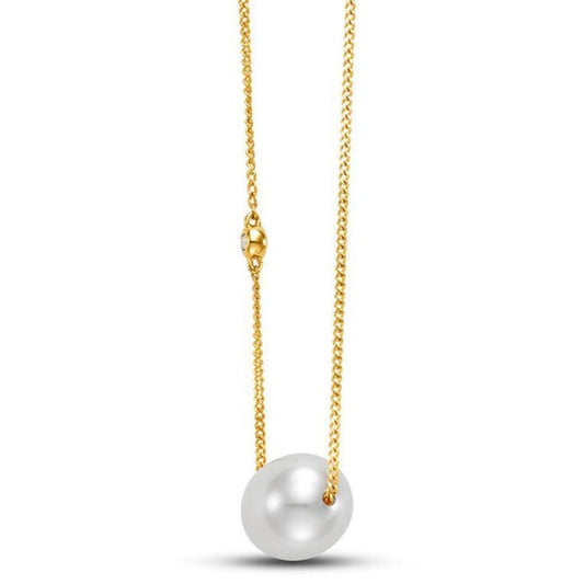 Asymmetrical Diamond & Pearl Necklace