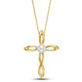 Woven Cross Pearl Pendant Necklace
