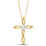 Woven Cross Pearl Pendant Necklace