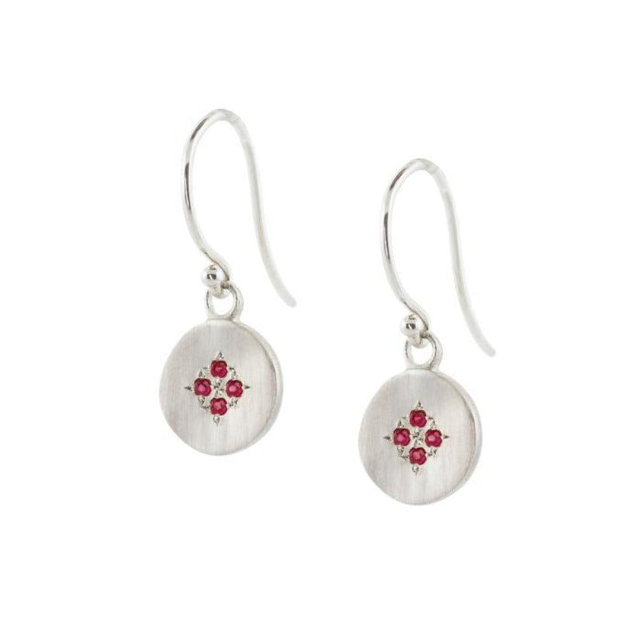 Adel Chefridi Silver & Ruby Four-Star Wave Charm Earrings