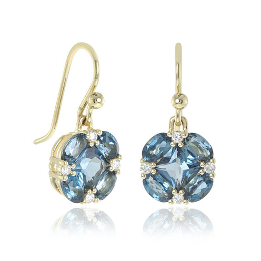 Quadrille Earrings in London Blue Topaz & Diamonds