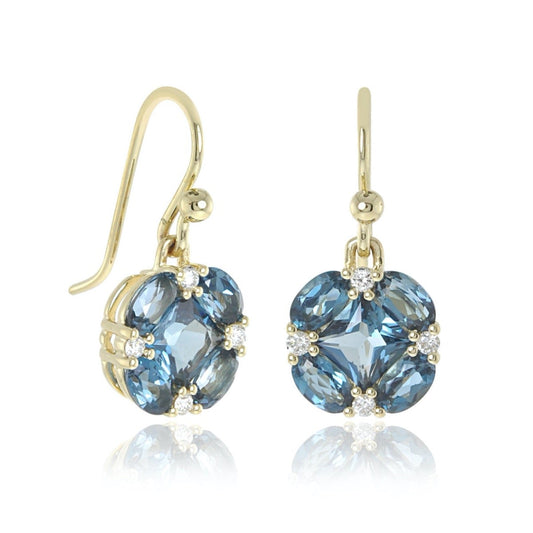 Quadrille Drop Earrings in London Blue Topaz & Diamonds