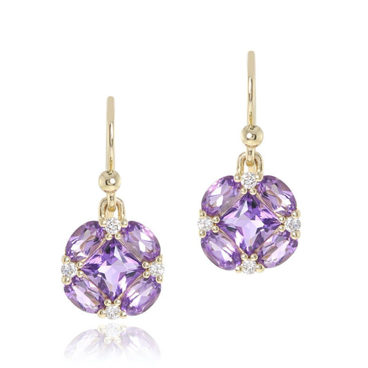 Gump's Signature Quadrille Drop Earrings in Amethyst & Diamonds