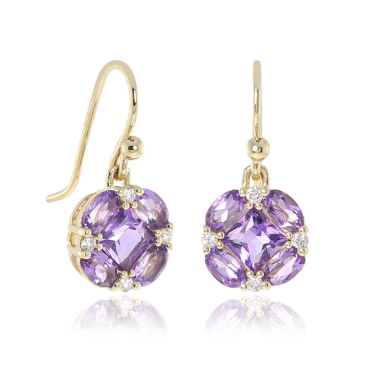 Quadrille Drop Earrings in Amethyst & Diamonds