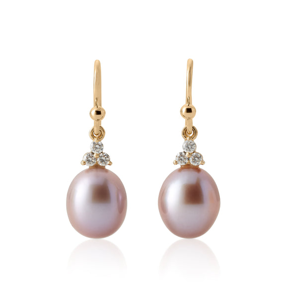 Gump's Signature Madison Drop Earrings in Pink Pearls & Diamonds