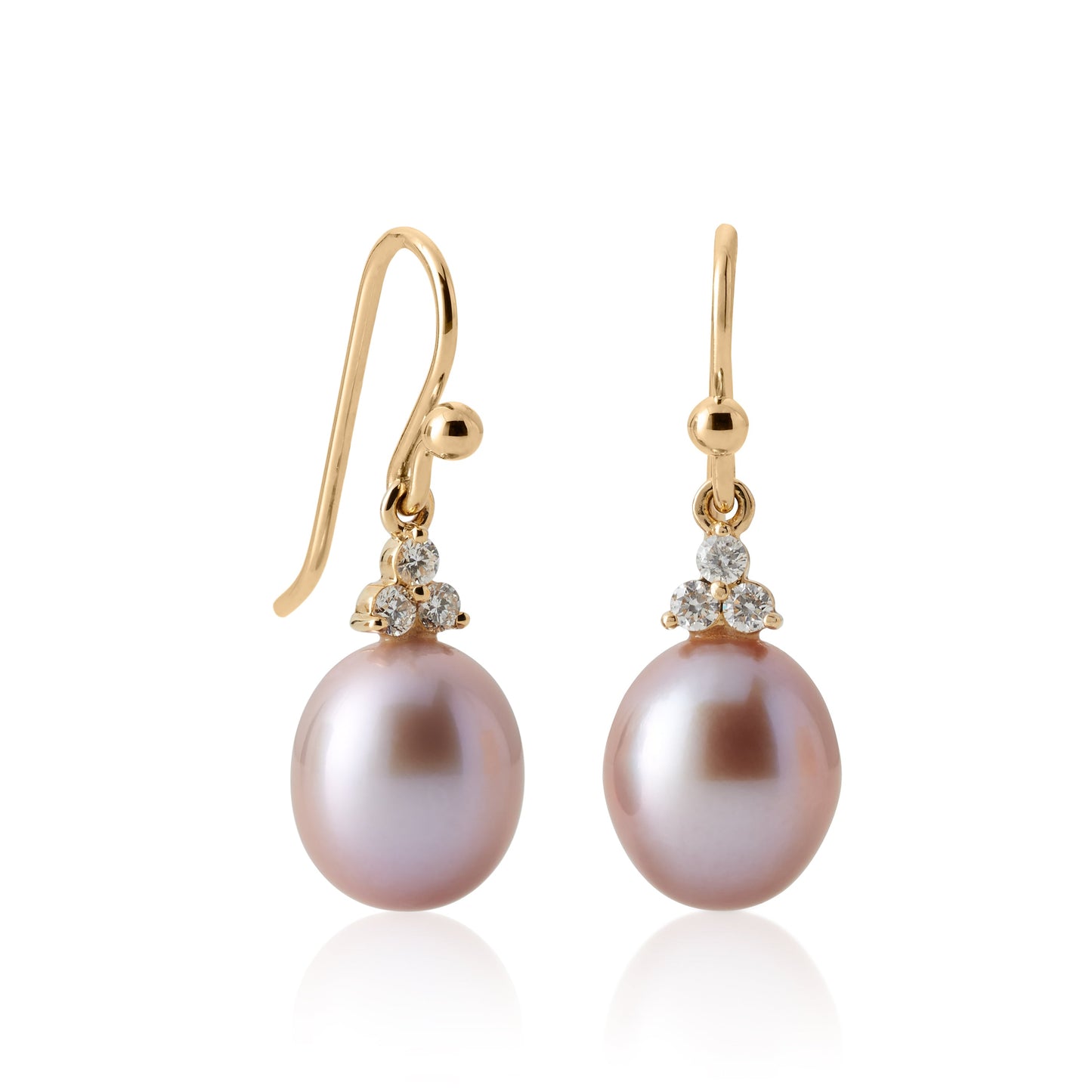 Madison Drop Earrings in Pink Pearls & Diamonds