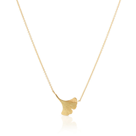 Gudrun Langner Brushed Gold Ginkgo Pendant Necklace