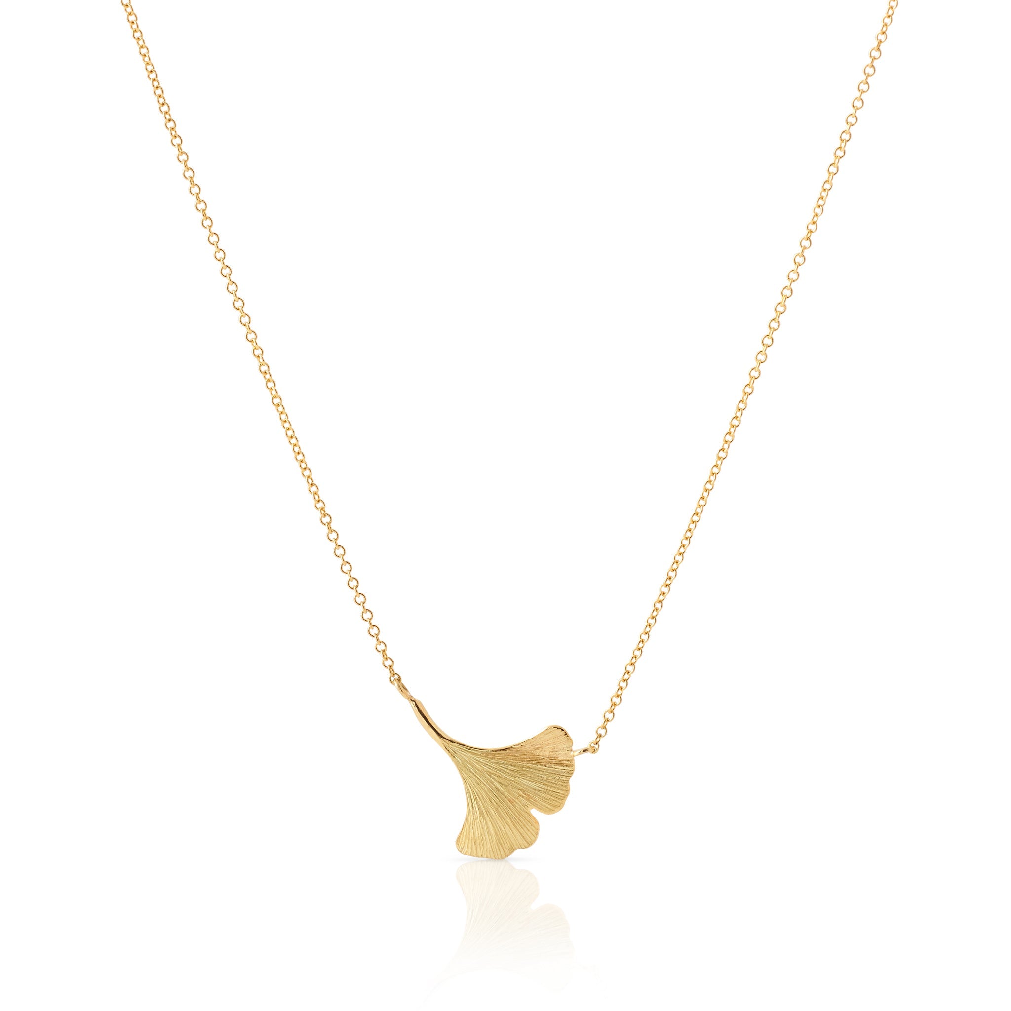 Gudrun Langner Brushed Gold Ginkgo Pendant Necklace