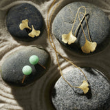 Brushed Gold Ginkgo Pendant Necklace