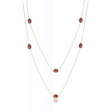 Oval Garnet Station Necklace