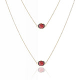 Oval Garnet Station Necklace