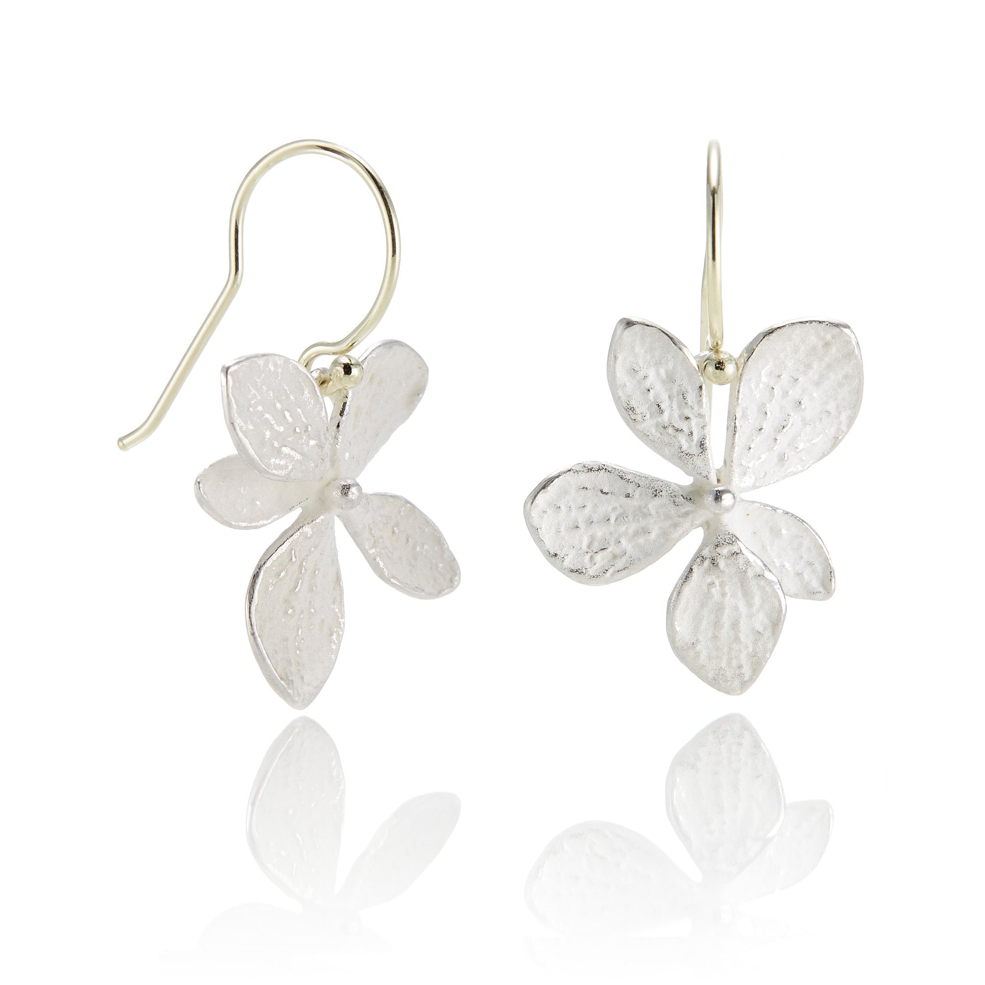 John Iversen Silver Single Hydrangea Drop Earrings