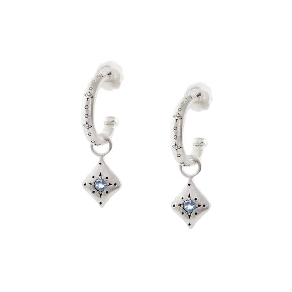 Adel Chefridi Silver Nights Aquamarine Charm Hoop Earrings