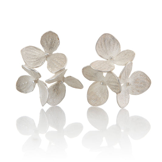 John Iversen Sterling Silver Three-Part Hydrangea Earrings