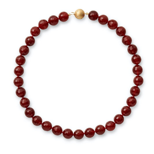 12mm Faceted Carnelian Necklace