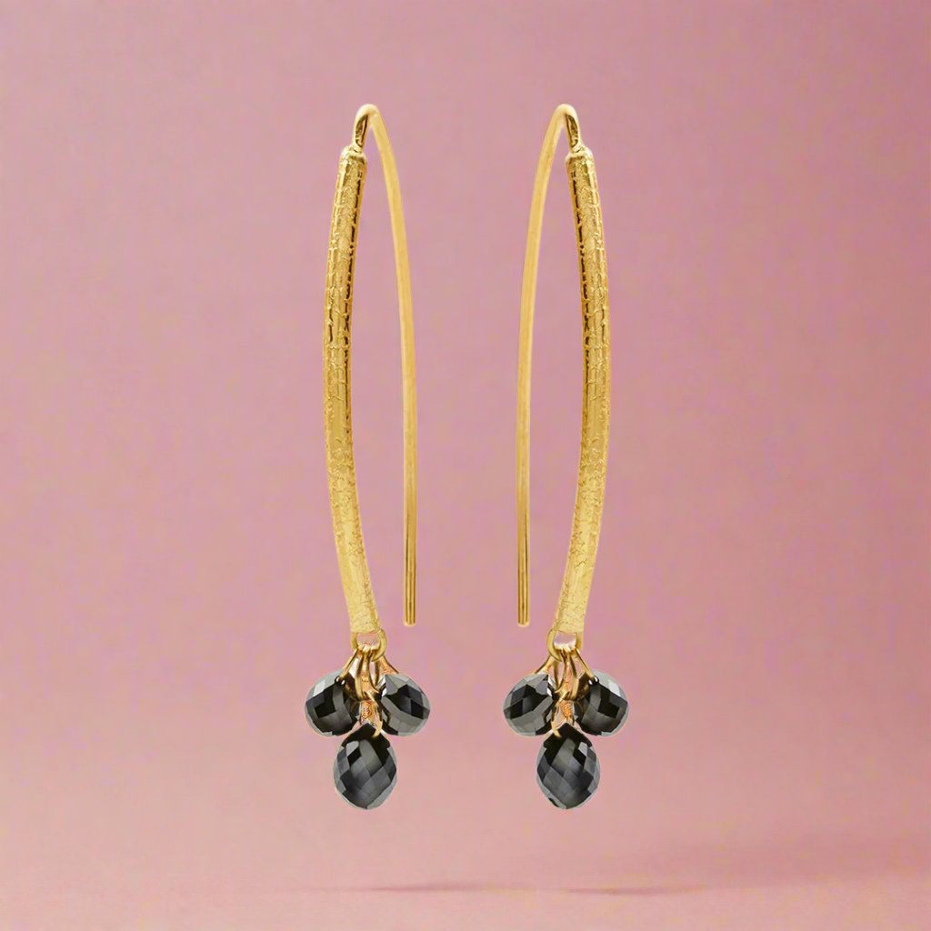 Black Diamond Navette Earrings