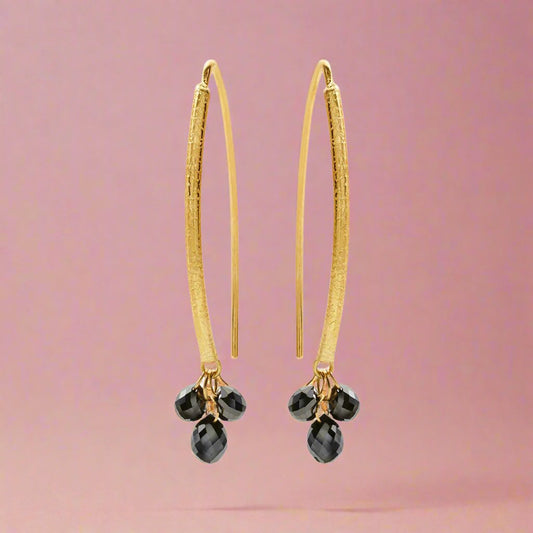 Black Diamond Navette Earrings