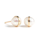 Melissa Joy Manning Bezel-Wrapped Pearl Stud Earrings