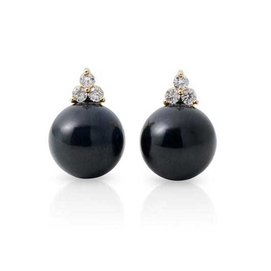 Gump's Signature Madison Earrings in Black Jade & Diamonds