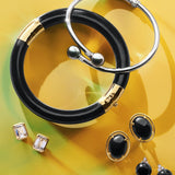 Madison Earrings in Black Jade & Diamonds