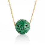 Gump's Signature Green Jadeite Dragon Ball Pendant Necklace
