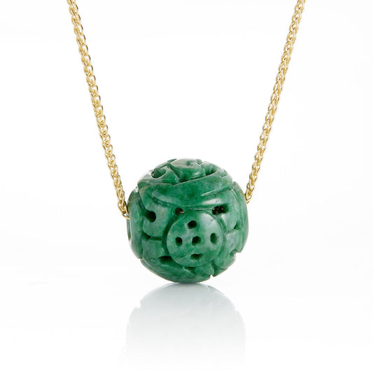 Gump's Signature Green Jadeite Dragon Ball Pendant Necklace