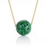 Green Jadeite Dragon Ball Pendant Necklace