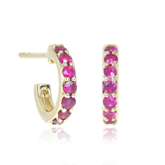 Gump's Signature Huggie Hoop Earrings in Rubies