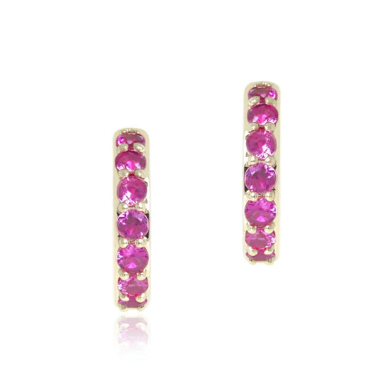 Huggie Hoop Earrings in Rubies