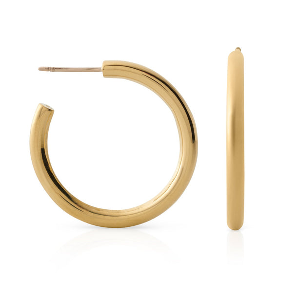 One Inch Gold Hoop Earrings