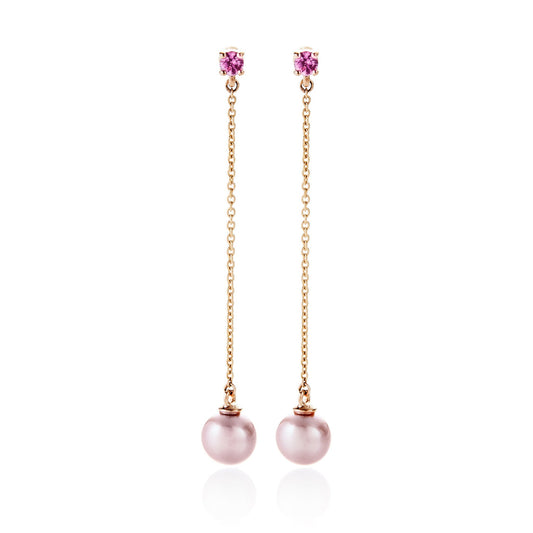 Gump's Signature Pink Pearl & Pink Sapphire Drop Earrings