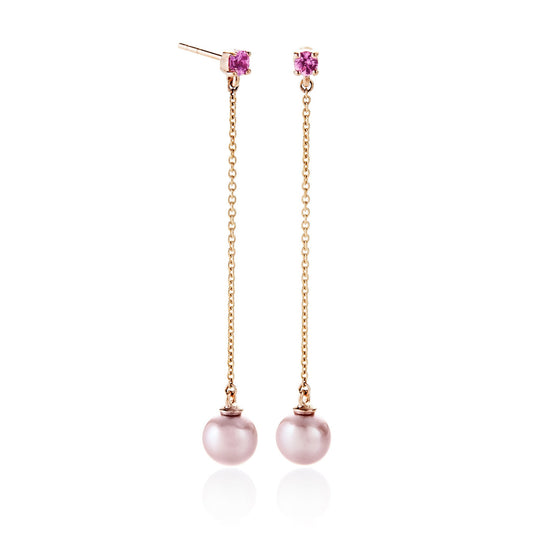 Pink Pearl & Pink Sapphire Drop Earrings