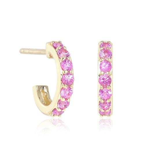 Gump's Signature Pink Sapphire Huggie Hoop Earrings