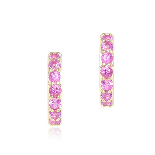 Pink Sapphire Huggie Hoop Earrings