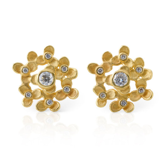 Barbara Heinrich Trillium & Diamond Cluster Earrings