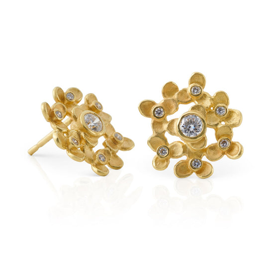 Trillium & Diamond Cluster Earrings
