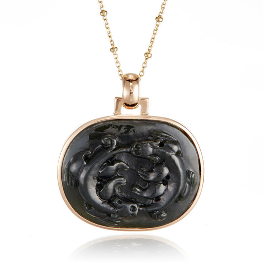 Gump's Signature Black Jade Water Dragon Pendant