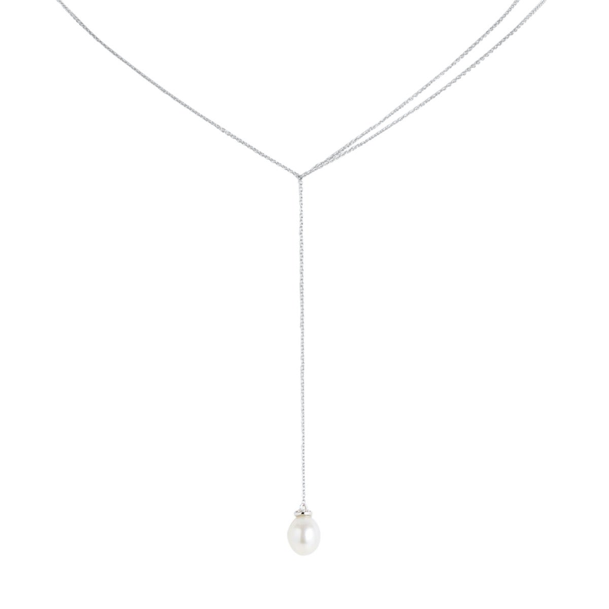 Gump's Signature White Pearl Drop Lanyard Necklace