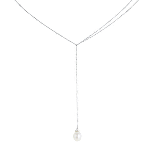Gump's Signature White Pearl Drop Lanyard Necklace