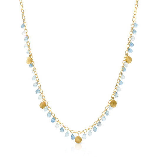 Aquamarine Briolette & Petal Necklace