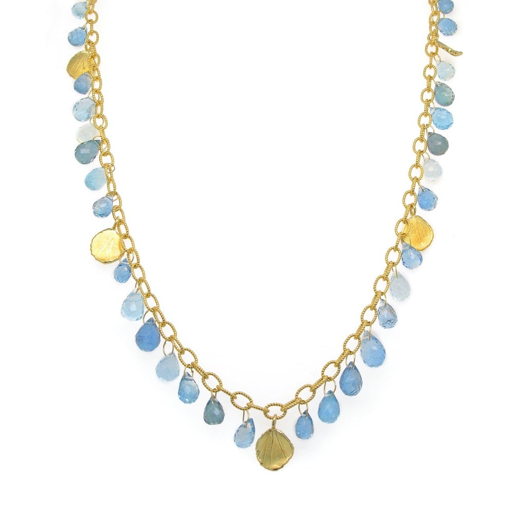 Aquamarine Briolette & Petal Necklace