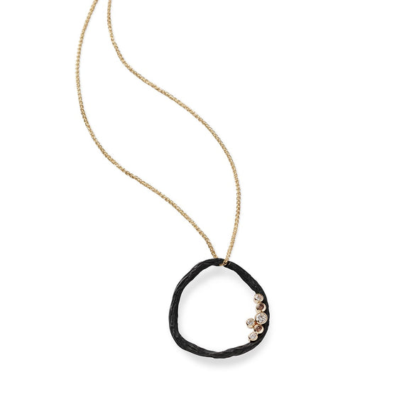 Sarah Graham Pebble Circle Diamond Pendant Necklace