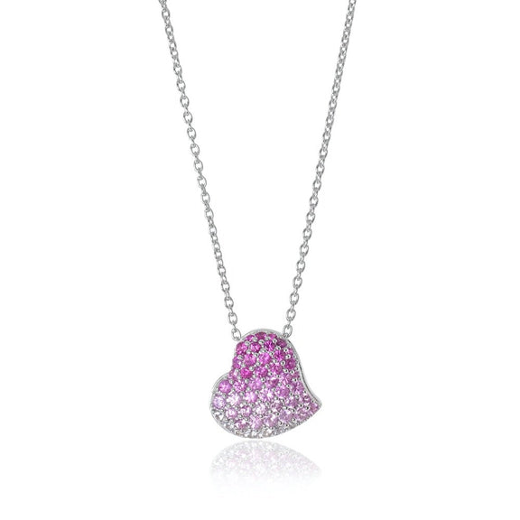 Gump's Signature Pink Ombre Ruby & Sapphire Heart Pendant Necklace